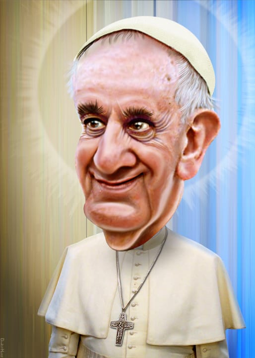 "Pope Francis - Caricature" by DonkeyHotey is licensed under CC BY 2.0.